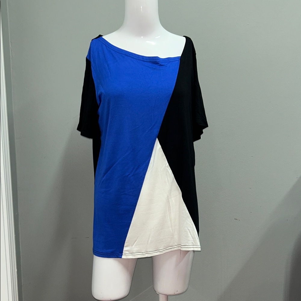 Sarin Mathews Colorblock Blue and Black Top